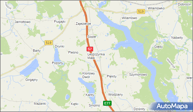 mapa Linki gmina Małdyty, Linki gmina Małdyty na mapie Targeo