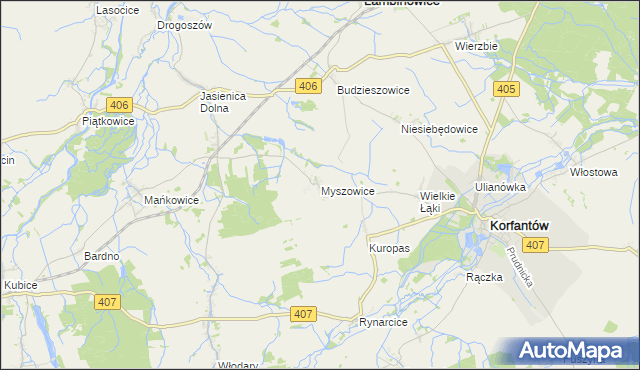 mapa Myszowice, Myszowice na mapie Targeo