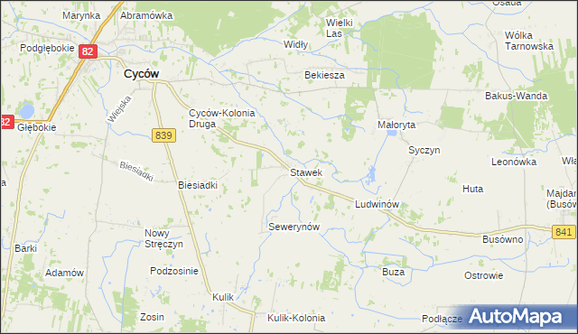 mapa Stawek gmina Cyców, Stawek gmina Cyców na mapie Targeo