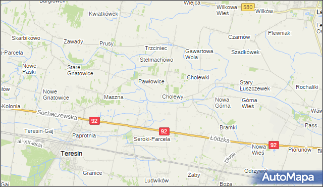mapa Cholewy gmina Błonie, Cholewy gmina Błonie na mapie Targeo
