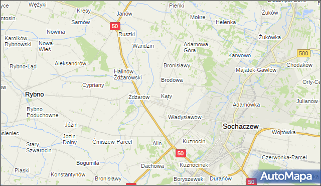 mapa Kąty gmina Sochaczew, Kąty gmina Sochaczew na mapie Targeo