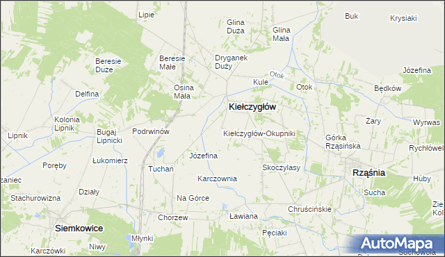 mapa Kiełczygłów-Okupniki, Kiełczygłów-Okupniki na mapie Targeo