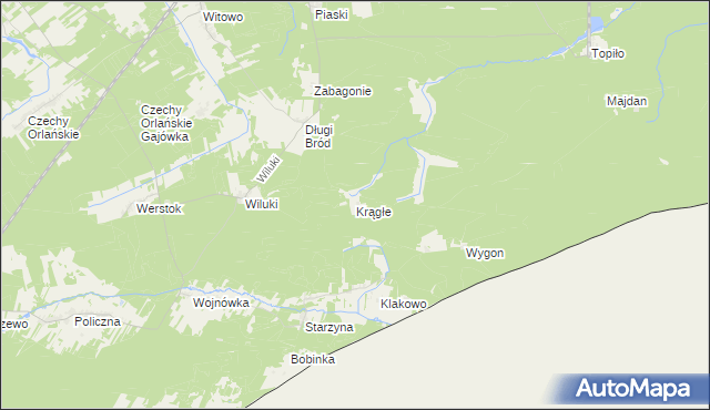 mapa Krągłe gmina Dubicze Cerkiewne, Krągłe gmina Dubicze Cerkiewne na mapie Targeo