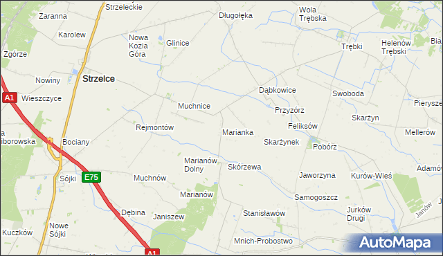 mapa Marianka gmina Strzelce, Marianka gmina Strzelce na mapie Targeo