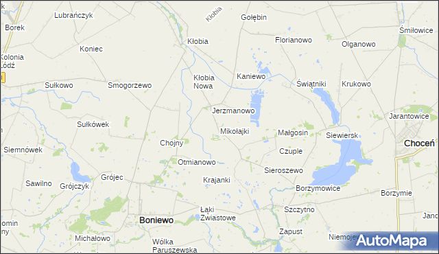 mapa Mikołajki gmina Boniewo, Mikołajki gmina Boniewo na mapie Targeo