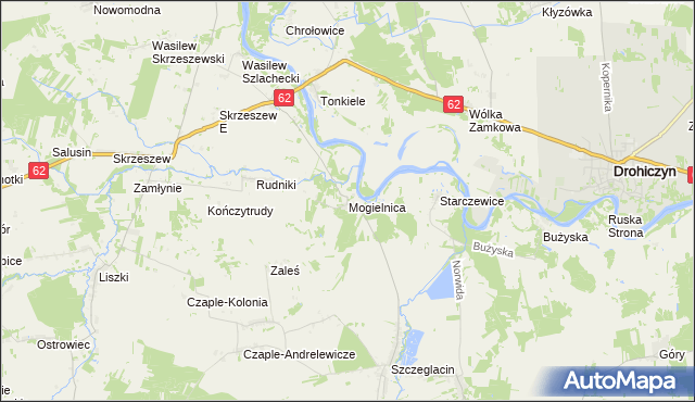 mapa Mogielnica gmina Korczew, Mogielnica gmina Korczew na mapie Targeo