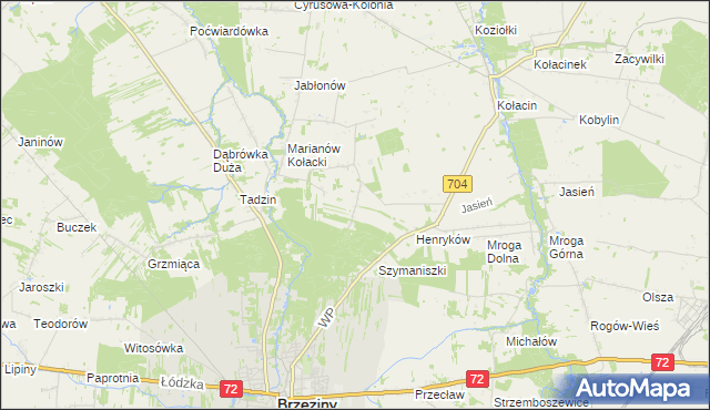 mapa Pieńki Henrykowskie, Pieńki Henrykowskie na mapie Targeo