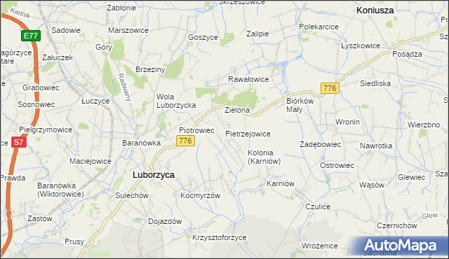 mapa Pietrzejowice, Pietrzejowice na mapie Targeo