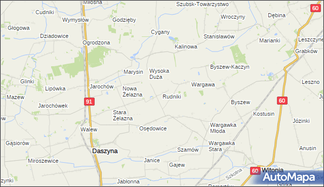 mapa Rudniki gmina Witonia, Rudniki gmina Witonia na mapie Targeo