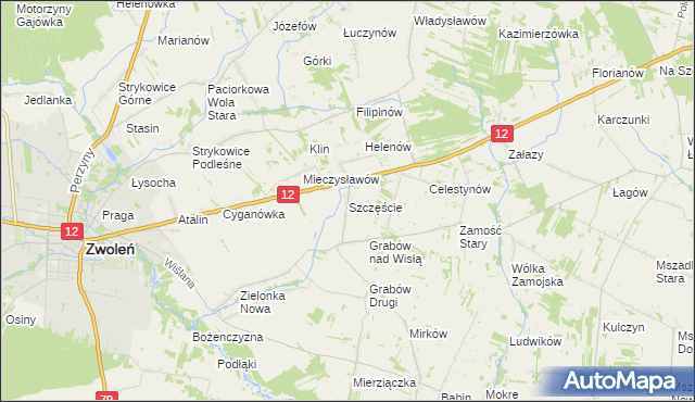 mapa Szczęście, Szczęście na mapie Targeo