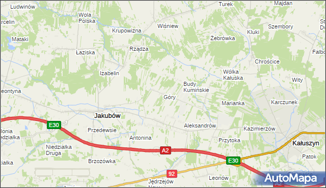 mapa Góry gmina Jakubów, Góry gmina Jakubów na mapie Targeo