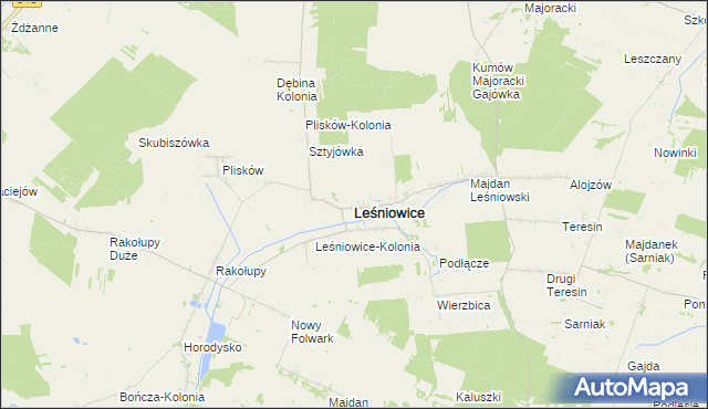 mapa Leśniowice, Leśniowice na mapie Targeo