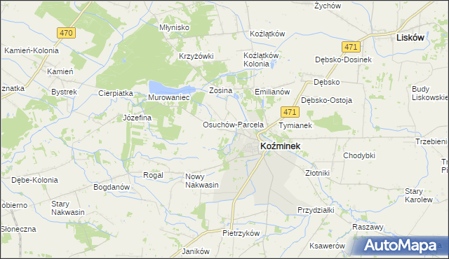mapa Osuchów gmina Koźminek, Osuchów gmina Koźminek na mapie Targeo