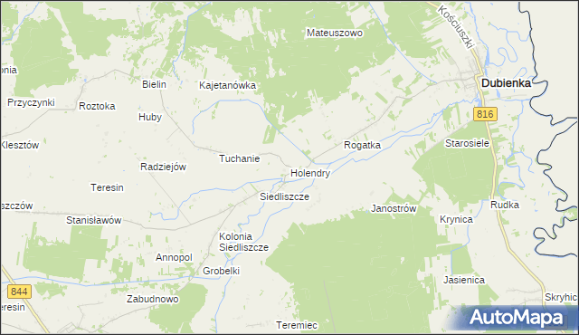 mapa Holendry gmina Dubienka, Holendry gmina Dubienka na mapie Targeo