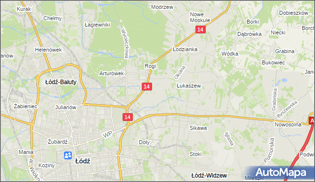 mapa Różki gmina Łódź, Różki gmina Łódź na mapie Targeo