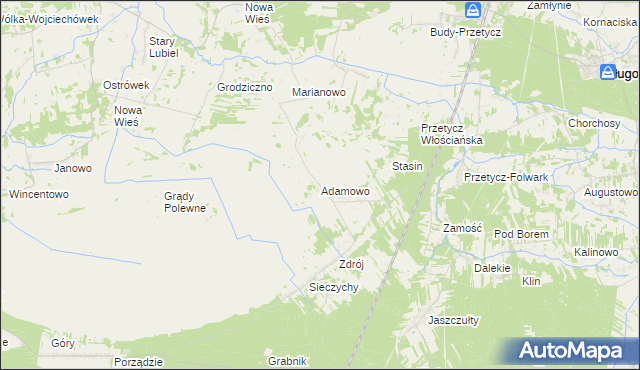 mapa Adamowo gmina Długosiodło, Adamowo gmina Długosiodło na mapie Targeo