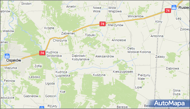 mapa Aleksandrów gmina Rusiec, Aleksandrów gmina Rusiec na mapie Targeo
