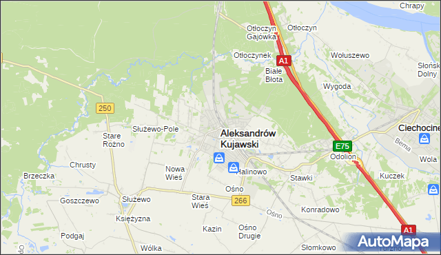 mapa Aleksandrów Kujawski, Aleksandrów Kujawski na mapie Targeo