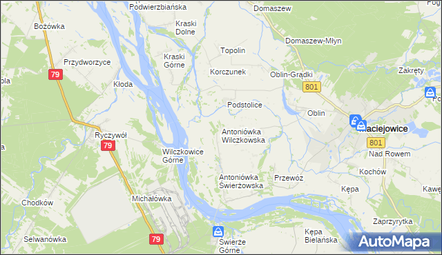 mapa Antoniówka Wilczkowska, Antoniówka Wilczkowska na mapie Targeo