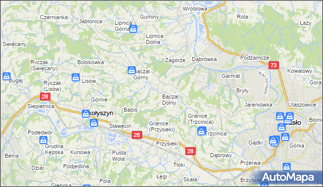 mapa Bączal Dolny, Bączal Dolny na mapie Targeo