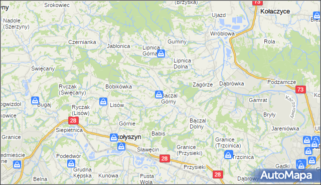 mapa Bączal Górny, Bączal Górny na mapie Targeo