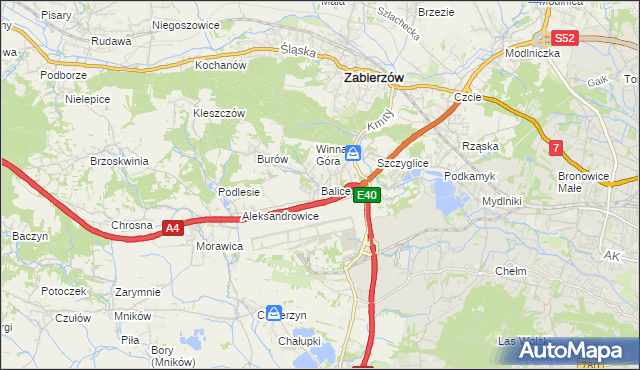 mapa Balice gmina Zabierzów, Balice gmina Zabierzów na mapie Targeo