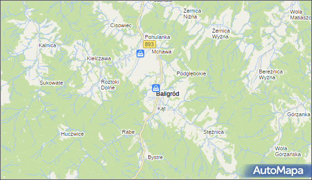 mapa Baligród, Baligród na mapie Targeo