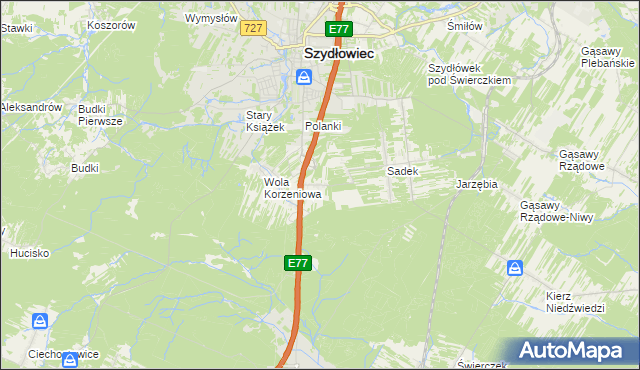 mapa Barak gmina Szydłowiec, Barak gmina Szydłowiec na mapie Targeo