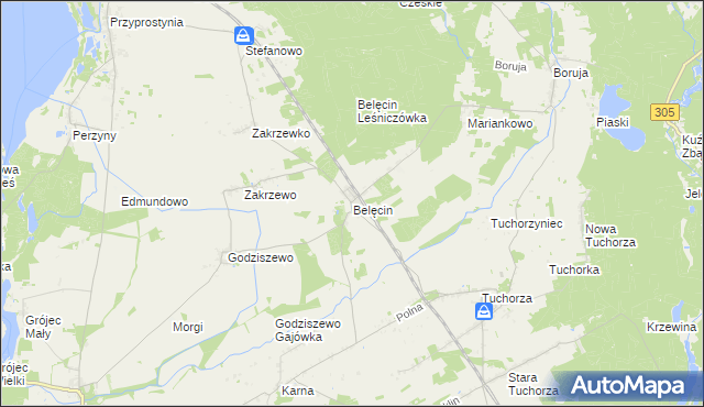 mapa Belęcin, Belęcin na mapie Targeo