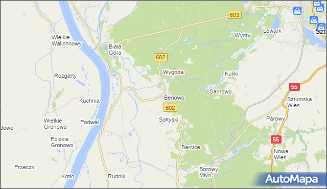 mapa Benowo, Benowo na mapie Targeo