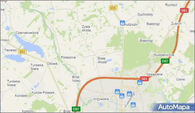 mapa Biała Woda gmina Suwałki, Biała Woda gmina Suwałki na mapie Targeo