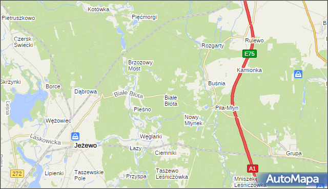 mapa Białe Błota gmina Jeżewo, Białe Błota gmina Jeżewo na mapie Targeo
