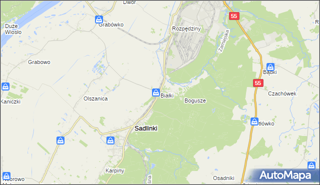 mapa Białki gmina Sadlinki, Białki gmina Sadlinki na mapie Targeo