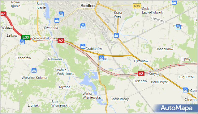mapa Białki gmina Siedlce, Białki gmina Siedlce na mapie Targeo