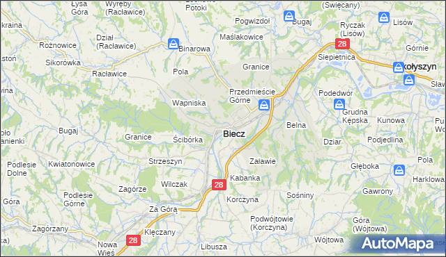 mapa Biecz powiat gorlicki, Biecz powiat gorlicki na mapie Targeo