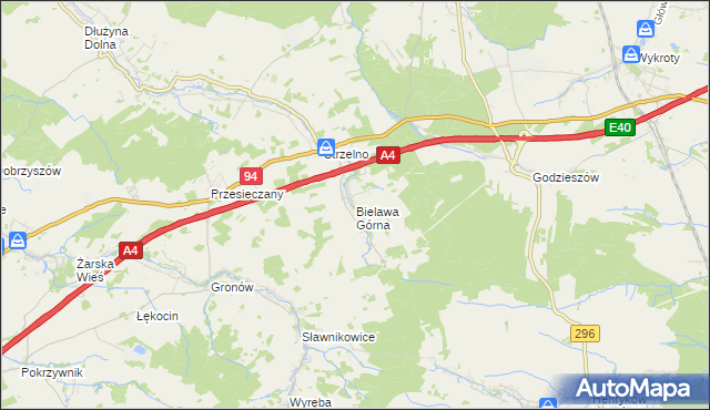 mapa Bielawa Górna, Bielawa Górna na mapie Targeo