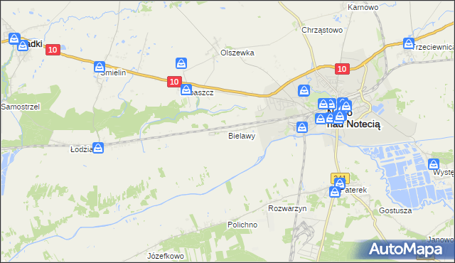 mapa Bielawy gmina Nakło nad Notecią, Bielawy gmina Nakło nad Notecią na mapie Targeo