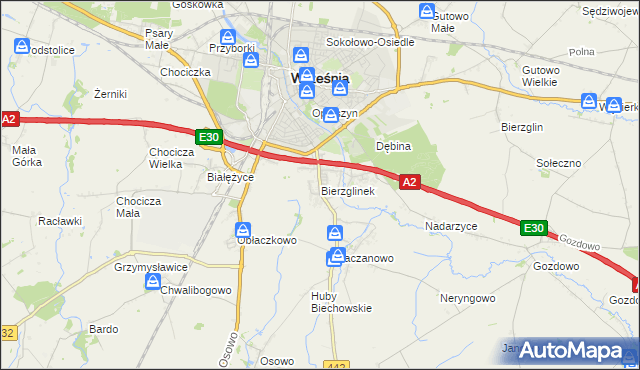 mapa Bierzglinek, Bierzglinek na mapie Targeo