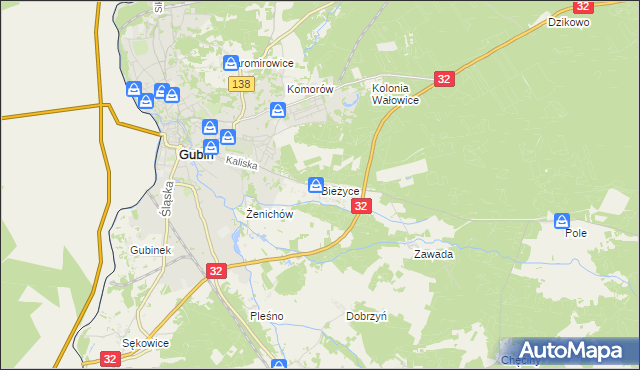 mapa Bieżyce, Bieżyce na mapie Targeo