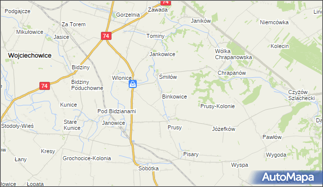 mapa Binkowice, Binkowice na mapie Targeo