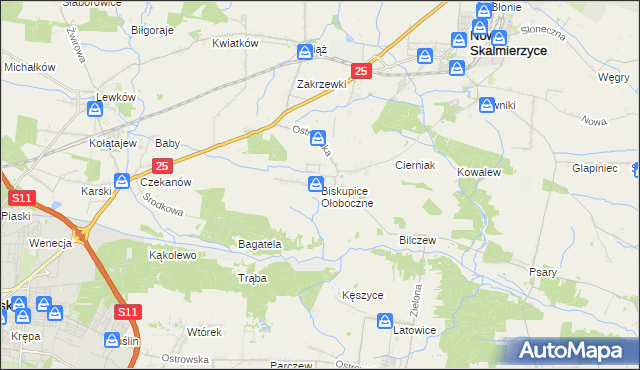 mapa Biskupice Ołoboczne, Biskupice Ołoboczne na mapie Targeo