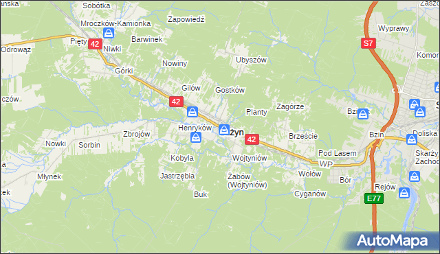 mapa Bliżyn, Bliżyn na mapie Targeo