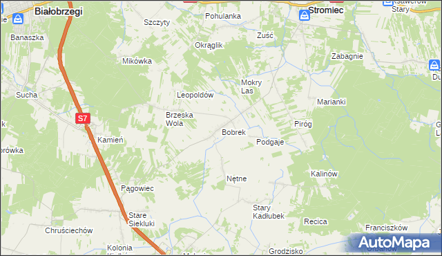 mapa Bobrek gmina Stromiec, Bobrek gmina Stromiec na mapie Targeo