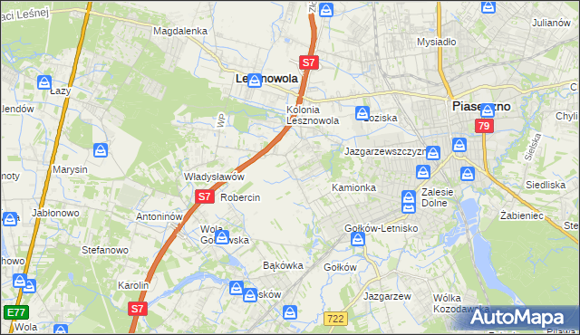 mapa Bobrowiec gmina Piaseczno, Bobrowiec gmina Piaseczno na mapie Targeo