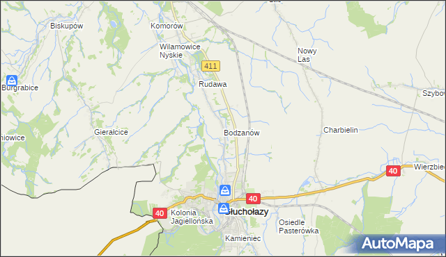 mapa Bodzanów gmina Głuchołazy, Bodzanów gmina Głuchołazy na mapie Targeo