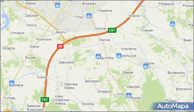 mapa Bogumiłów gmina Sieradz, Bogumiłów gmina Sieradz na mapie Targeo