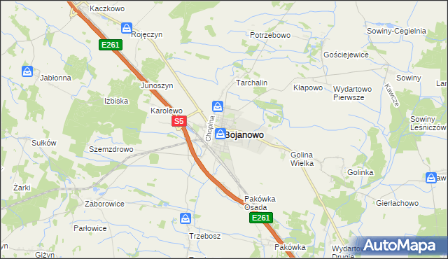 mapa Bojanowo powiat rawicki, Bojanowo powiat rawicki na mapie Targeo