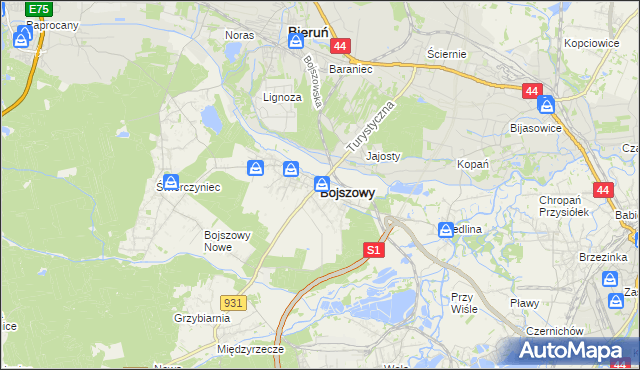 mapa Bojszowy, Bojszowy na mapie Targeo