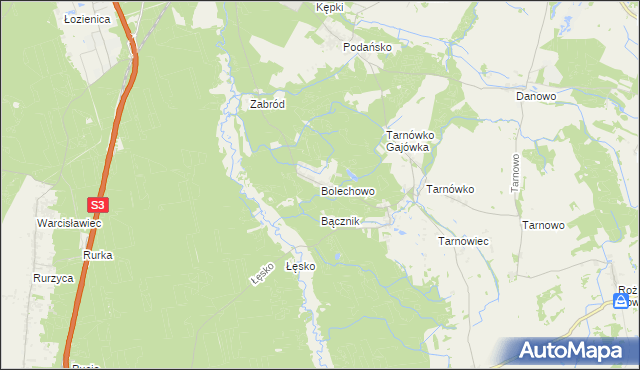 mapa Bolechowo gmina Goleniów, Bolechowo gmina Goleniów na mapie Targeo