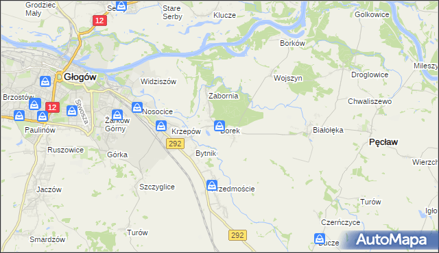 mapa Borek gmina Głogów, Borek gmina Głogów na mapie Targeo